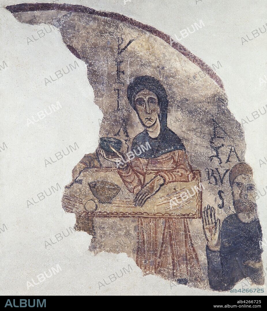 Pintura mural del Banquete del rico Epulón, procedente de la Iglesia de Sant Pere de Sorpe, siglo XII.