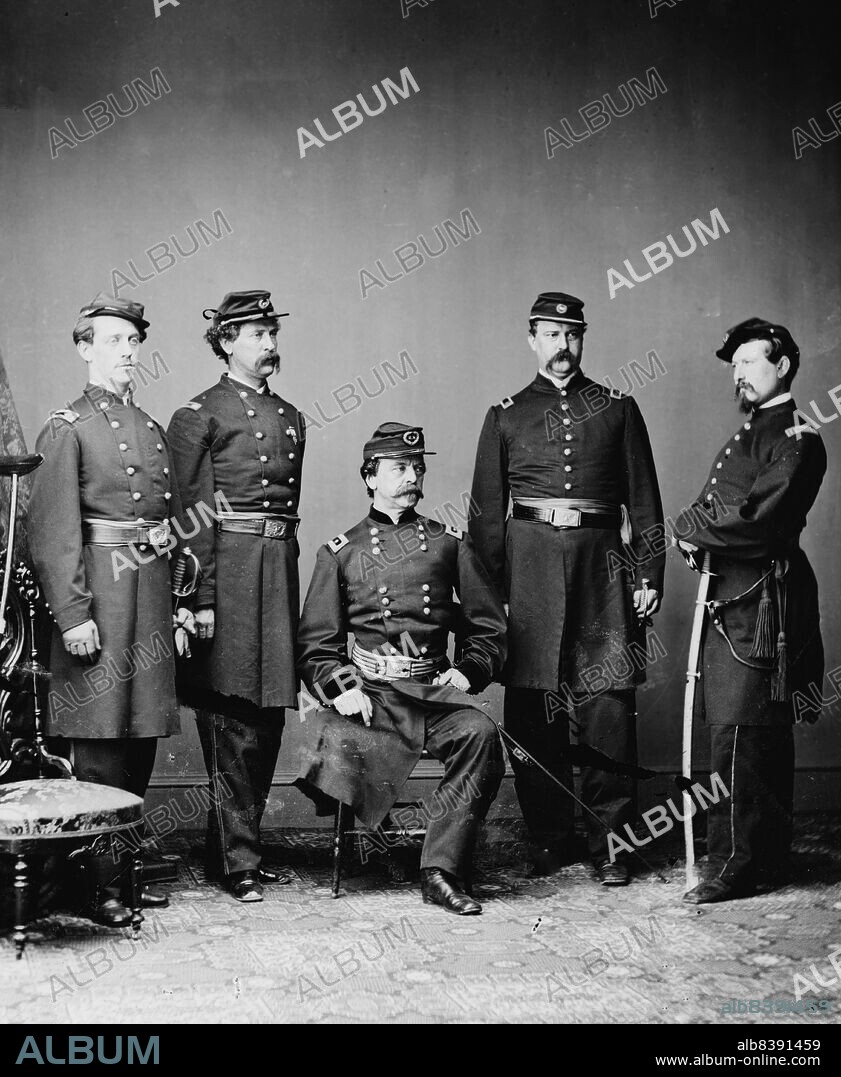 Gen. Daniel E. Sickles [centre] & staff, between 1855 and 1865. [Politician, soldier, and diplomat].