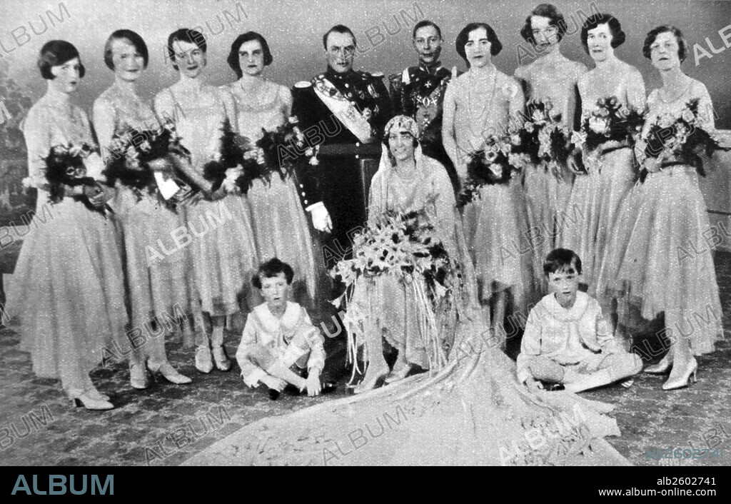 Crown Prince Olav, later King Olav of Norway at his wedding to Princess Marther.