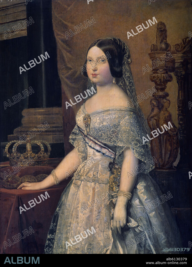 FEDERICO DE MADRAZO Y KUNTZ (1815-1894). RETRATO DE ISABEL II - SIGLO XIX - PINTURA ROMANTICA ESPAÑOLA.