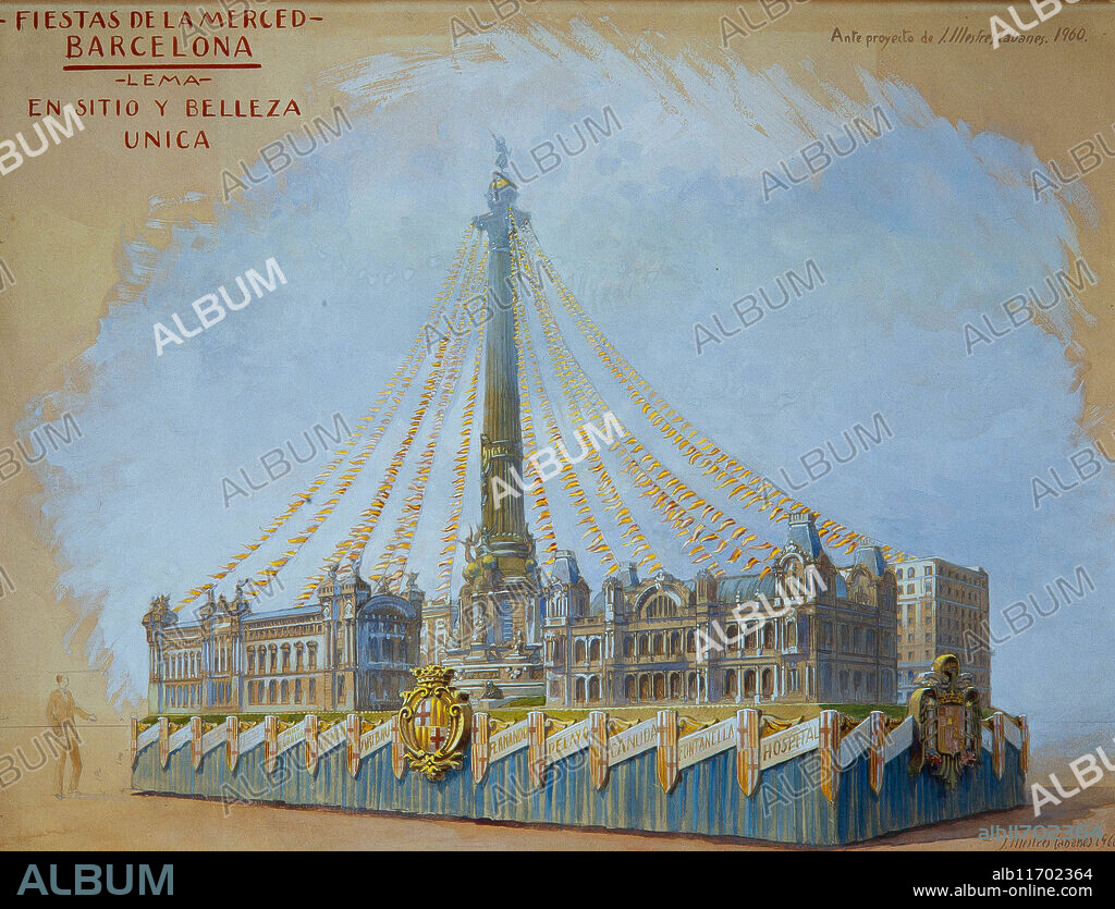 JOSEP MESTRES I CABANES. Josep Mestres Cabanes / Proyecto para una carroza de las Fiestas de la Merced de Barcelona (Festes de la Mercè), 1960. Colección privada.