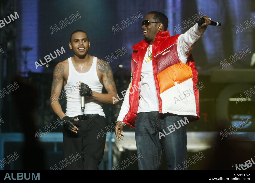 CHRIS BROWN and P DIDDY. Jan 17, 2008 - New York, New York, United States -  CHRIS BROWN and P. DIDDY (sitting in for a song) performing at Chris Brown's concert at Madison Square Garden in New York City. 17/01/2008