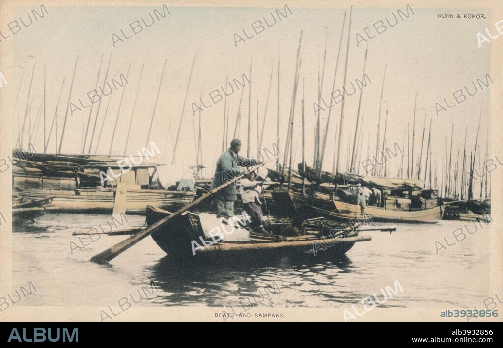 'Boats and Sampans', c1910. Boats and Sampans, China. A sampan is a flat bottomed wooden boat, traditionally used as fishing boats. [Kuhn & Komor, c1910].