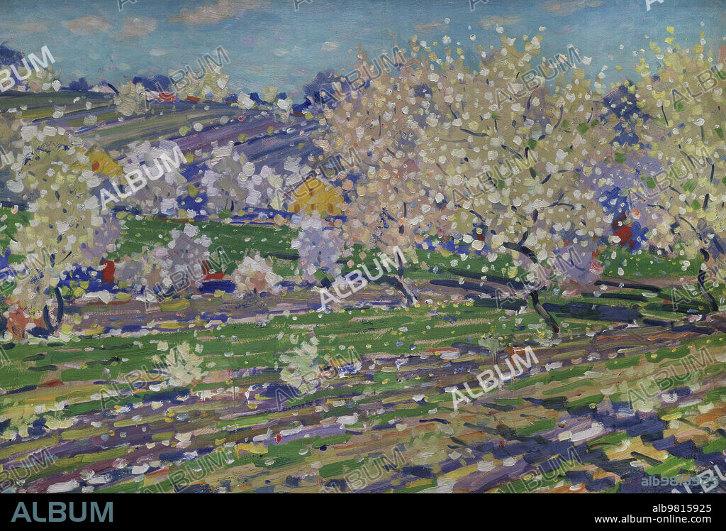 Vilhelms Purvitis (1872-1945). Latvian painter. In Spring (Blossom Time), 1933-1934. Oil on cardboard, 73 x 104 cm. Latvian National Museum of Art. Riga. Latvia.