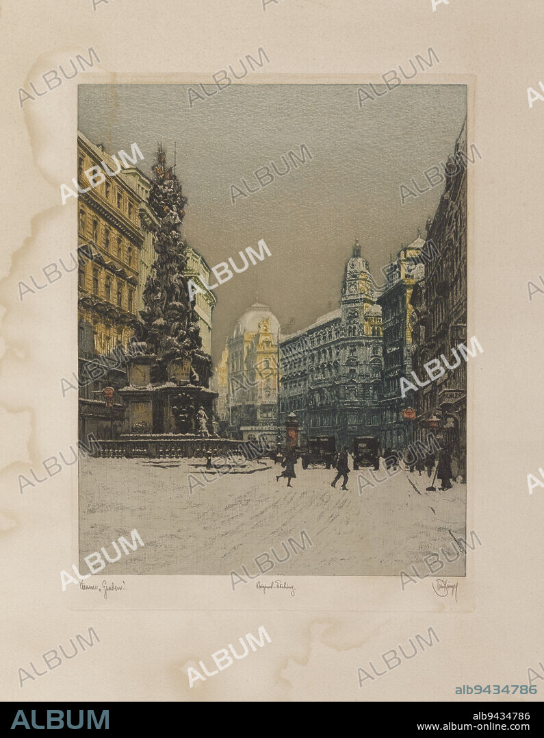 Vienna: Graben, 19th century, Emil Singer, German, Austrian, 18811942, 12 3/4 x 10 1/8 in. (32.39 x 25.72 cm) (plate)24 1/2 x 18 1/4 in. (62.23 x 46.36 cm) (sheet), Color etching and aquatint, Germany, 19th century.