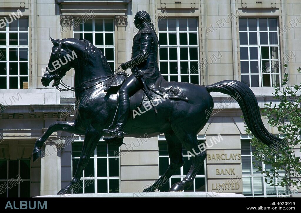Equestrian Statue of King George III, in Cockspur Street, London, 19th century.