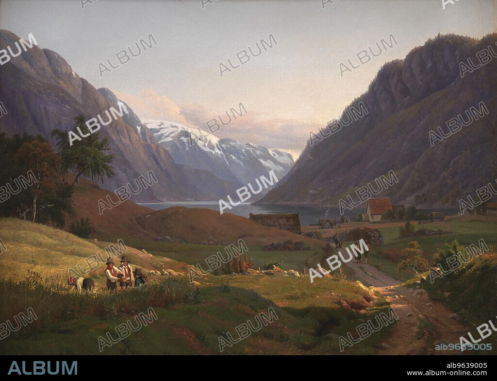 LOUIS GURLITT. View of Odda at the Sor Fjord in Hardanger, Norway. Morning Light, 1836.