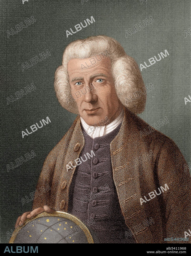 James Ferguson (1710-1776) was a Scottish astronomer and instrument maker. He is best remembered as inventor and improver of astronomical and other scientific apparatus. Illustration from 1867. Color enhanced.