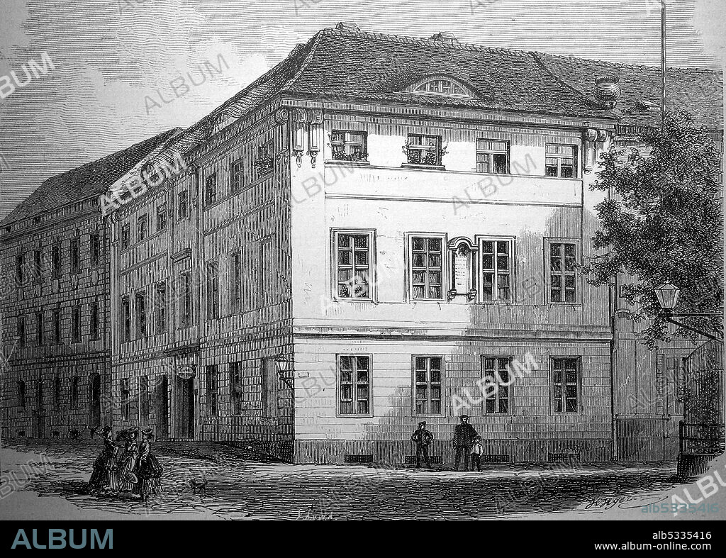 The birthplace of Frederick William III, in Potsdam, Germany, in 1875  /  Das Geburtshaus von Friedrich Wilhelm III., in Potsdam, Deutschland, im Jahre 1875, Historisch, historical, digital improved reproduction of an original from the 19th century / digitale Reproduktion einer Originalvorlage aus dem 19. Jahrhundert,.