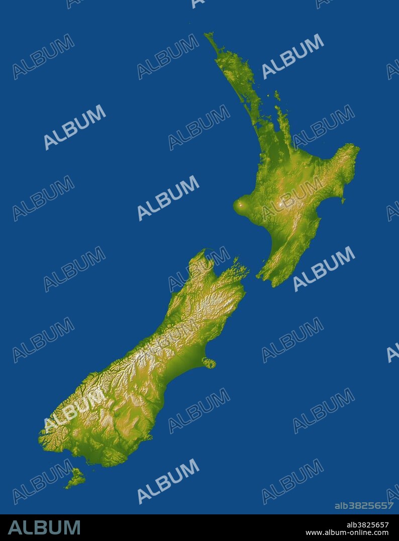New Zealand straddles the juncture of the Indo-Australian and Pacific tectonic plates, two of Earth's major crustal plates. The North Island lies at the southern end of the west-over-east plate convergence. The Pacific plate dives under the North Island and this subduction process leads to melting of rocks at depth, the rise of magma to the surface, and the formation of volcanoes and other geothermal features. Most notable are Mount Taranaki on the west coast, and Mounts Ruapehu, Ngauruhoe, and Tongariro just south of the island's centerpoint, all of which are shown with white peaks in this display. The South Island straddles the cross point of the subduction scissor pattern and prominently features a fault system that connects the two subduction zones. The east-over-west plate convergence generally occurs south of the South Island. The Alpine fault is the major strand of this fault system along most of the length of the island, near and generally paralleling the west coast. Its impact upon the topography is unmistakable, forming an extremely sharp and straight northwest boundary to New Zealand's tallest mountains, the Southern Alps. Elevation data used in this image were acquired by the Shuttle Radar Topography Mission aboard the Space Shuttle Endeavour, launched on Feb. 11, 2000.
