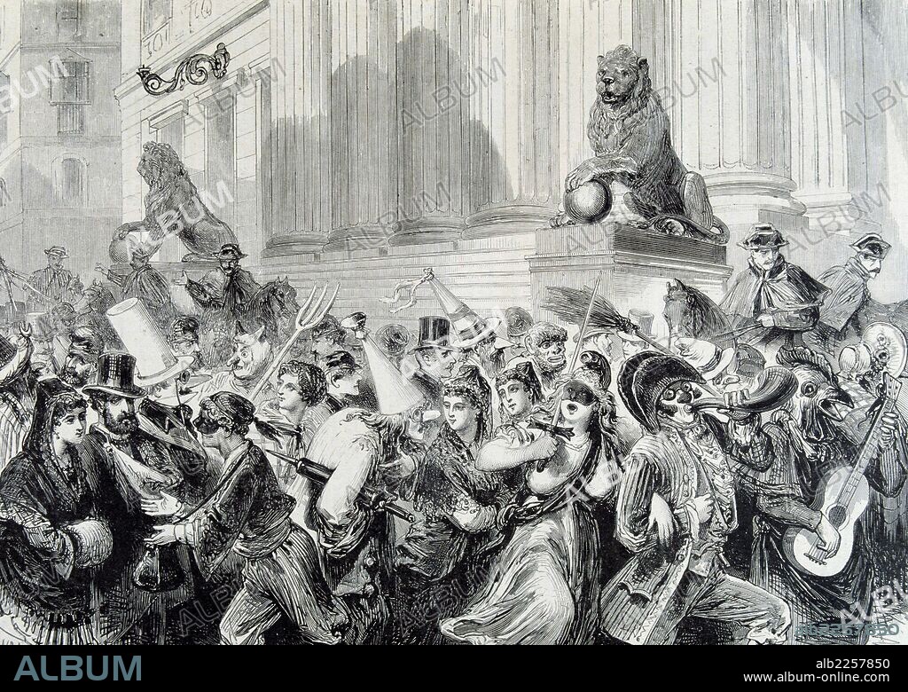 PRIMERA REPUBLICA 1873-1874. ESPAÑA. " EXTERIOR DELCONGRESO LA NOCHE ANTERIOR A LA PROCLAMACION DE LA REPUBLICA EL 11 DE FEBRERO DE 1873 ".