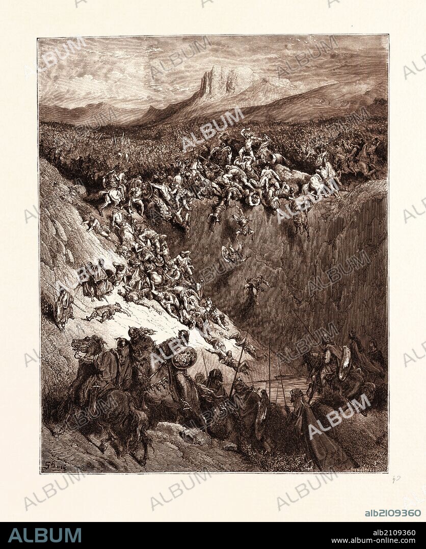 SAMSON DESTROYING THE PHILISTINES WITH THE JAWBONE OF AN ASS, BY GUSTAVE DORE.