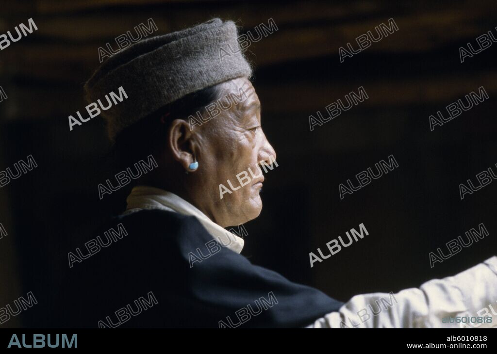 NEPAL Mustang Profile portrait of KIng Jigme Palbar Bista the King of Mustang.