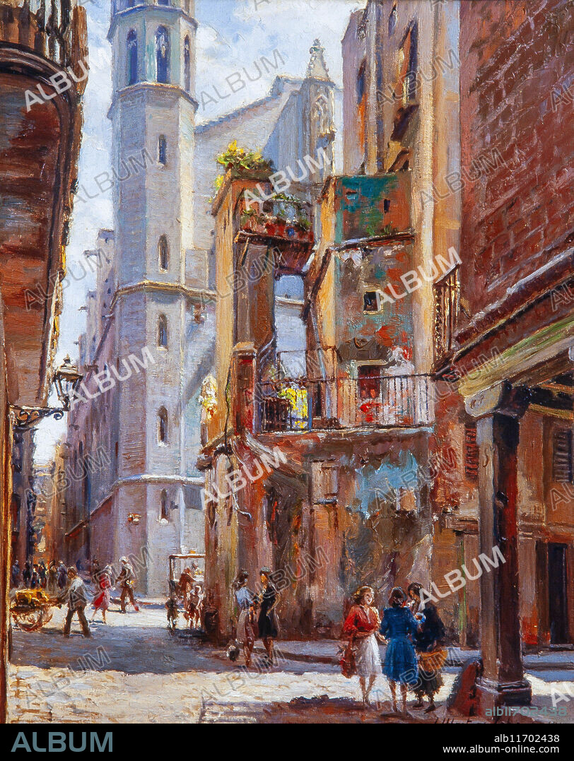 JOSEP MESTRES I CABANES. Josep Mestres Cabanes / "Calle Abaixadors, Barcelona", 1941. Colección privada.