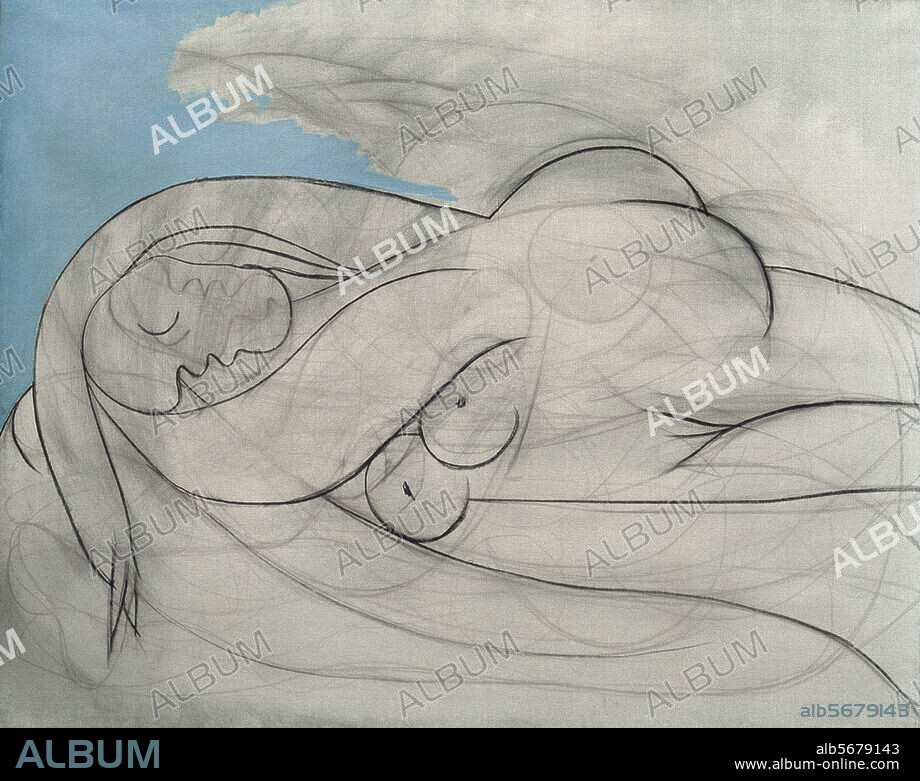 PABLO PICASSO. Picasso, Pablo 1881-1973. "Die Schlafende", 13. März 1932. Kohle und Öl auf Leinwand, 130,2 × 161,9 cm. Privatsammlung.