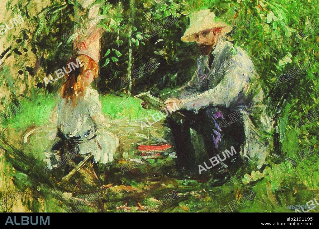 Eugène Manet and his daughter in the garden.