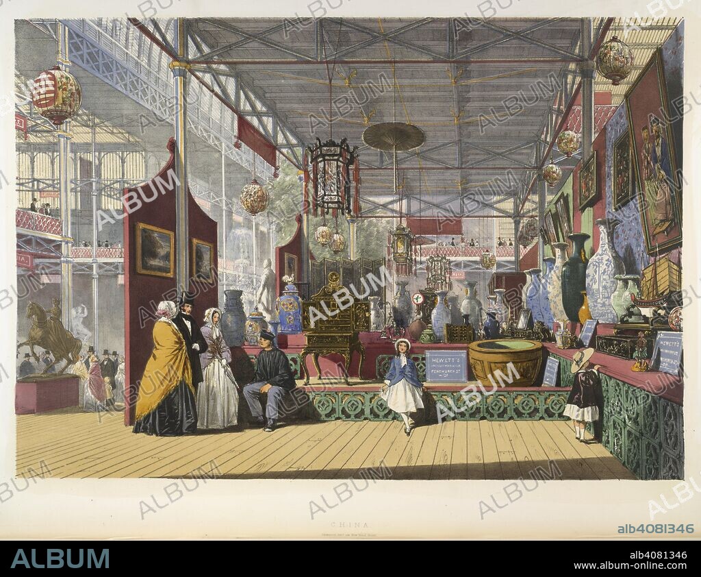 ROBERTS, JOSEPH NASH and HAGHE. China. Dickinson's comprehensive pictures of the Great Ex. 1854. An exhibition gallery representing China.  Image taken from Dickinson's comprehensive pictures of the Great Exhibition of 1851.  Originally published/produced in 1854. . Source: Cup.652.c.33 volume 1, plate XXIV. Language: English.