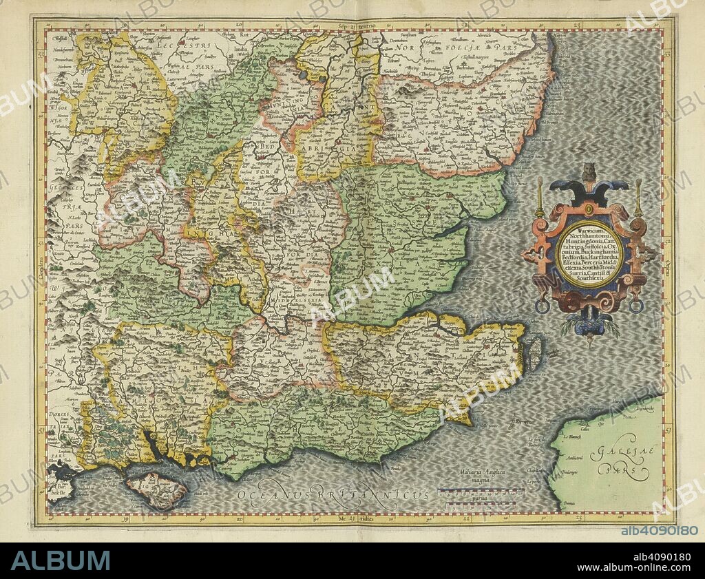 South-east England. Atlas sive cosmographicae Meditationes de fabrica. Dusseldorf : Albertus Busius, 1595. A map showing south-east England, East Anglia and the Midlands.  Image taken from Atlas sive cosmographicae Meditationes de fabrica Mundi et fabricati figura. Gerardo Mercatore Cosmographo autore. [Edited by Rumold Mercator. With a portrait of G. Mercator]..  Originally published/produced in Dusseldorf : Albertus Busius, 1595. . Source: Maps.C.3.c.3, map 17.