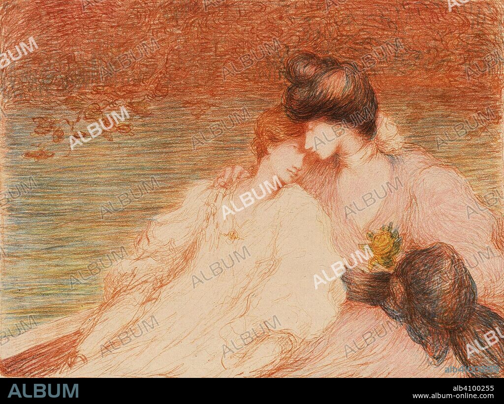 LOUIS-MARIE-JOSEPH RIDEL. Two Young Women in a Boat (Deux jeunes femmes dans une barque). Dimensions: 37.8 cm x 48.1 cm, 34.8 cm x 46.4 cm.