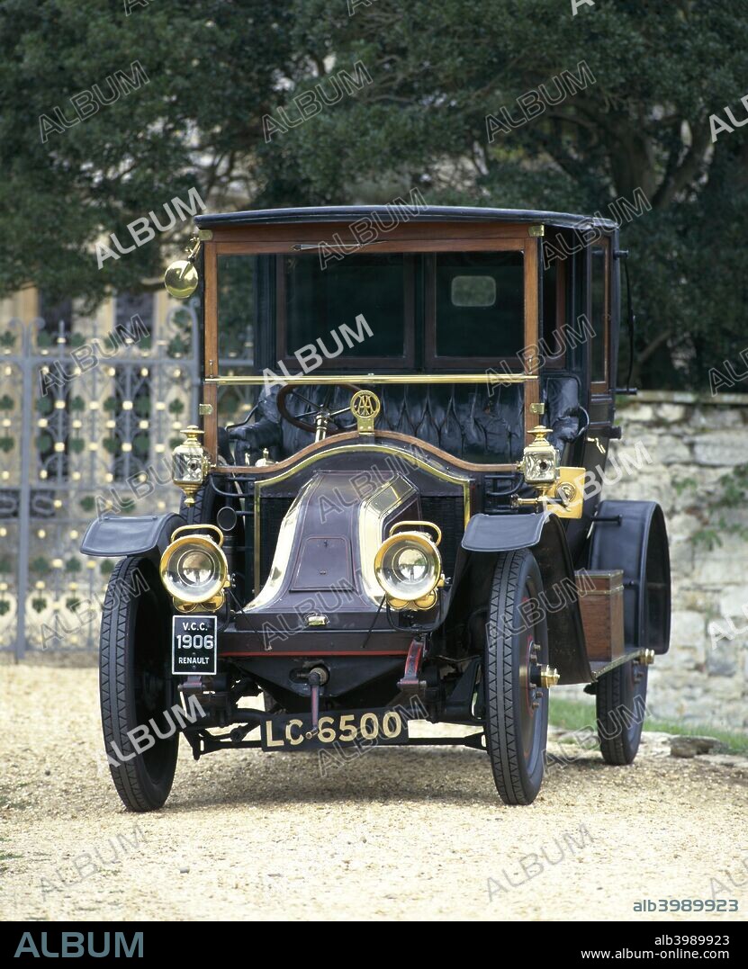 A 1906 Renault 14/20hp XB. This example was built for King Edward VII. Following his death in 1910, it was used by Queen Alexandra and subsequently by King George V. The bodywork was constructed by Hooper & Co Ltd. Conservation work, involving careful cleaning and application of a special reversible varnish to the paintwork, has preserved the patina. With permission from the Royal Mews, the car retains its original Royal Claret livery. New for 1904, the 14hp model with radiator behind the engine and often luxurious coachwork, was developed from a racing Renault. Established in 1899, the Société Renault Fréres employed 600 workers within four years. From 1901, Renault chassis were imported into Great Britain.