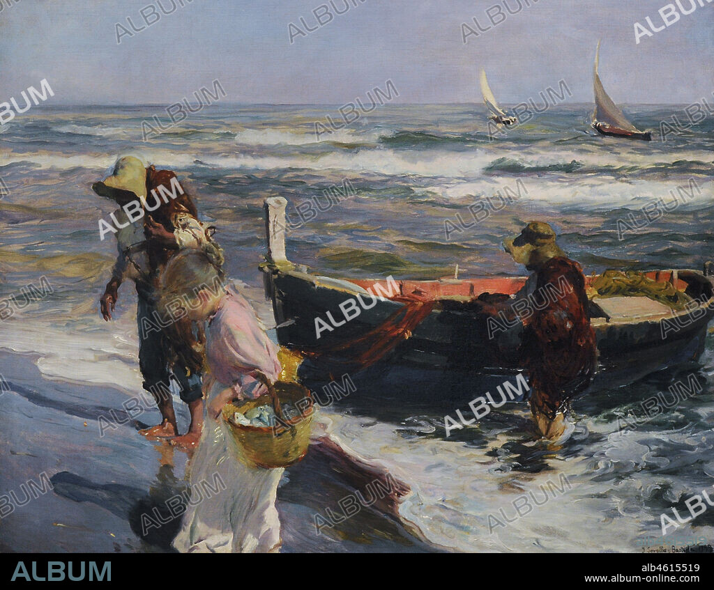 JOAQUÍN SOROLLA Y BASTIDA (1863-1923). SPANISH PAINTER.. Joaquin Sorolla y Bastida (1863-1923). Spanish painter. Arrival of the Fishing, 1899. Oil on canvas, 88 x 104 cm. Fine Arts Museum of Asturias. Oviedo, Spain.