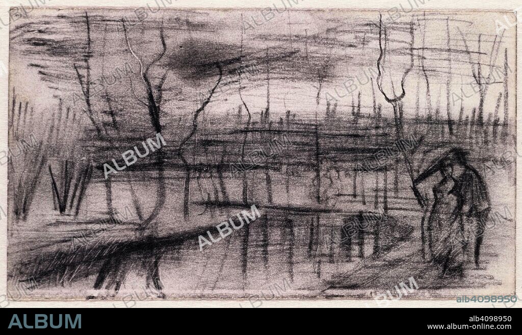 VINCENT VAN GOGH. Park with Figures. Date: October 1886-January 1887, Paris. Dimensions: 6.1 cm x 10.5 cm.