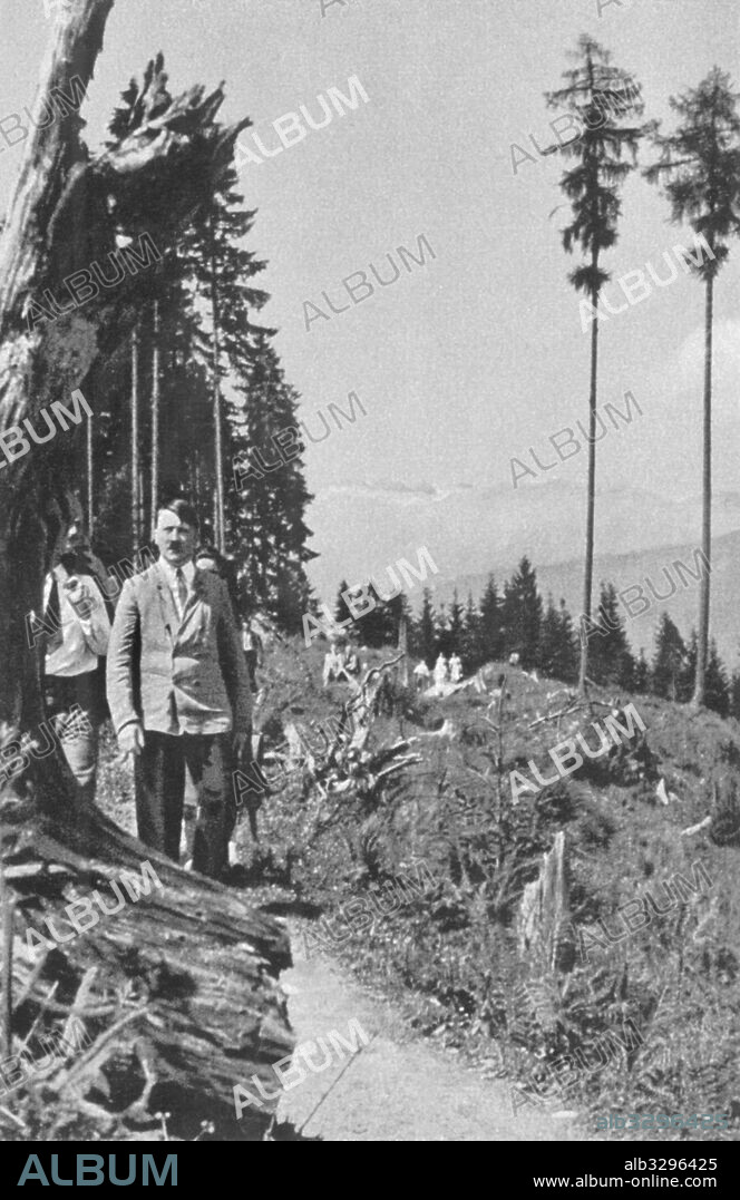 Adolf Hitler walking in Obersalzberg - c1935.