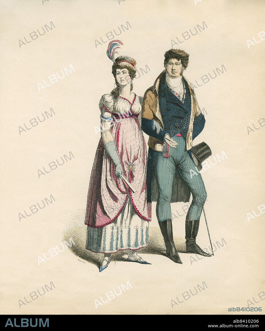German Costumes, 1800, Illustration, The History of Costume, Braun & Schneider, Munich, Germany, 1861-1880.