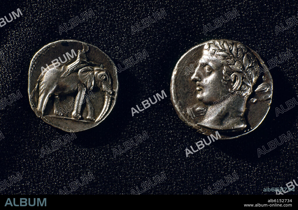 MONEDAS DE LOS BARCIDAS - SIGLO III AC - PLATA - ANVERSO:RETRATO DE ANIBAL Y REVERSO:ELEFANTE.