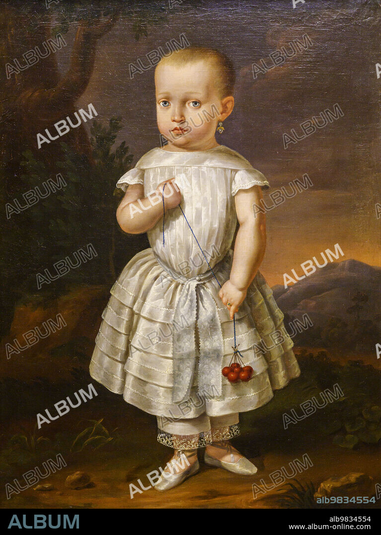 girl with cherries, 1843, Joan Mestre i Bosch, majorcan school, Nins, portraits of children s. XVI-XIX, Sa Bassa Blanca Museum (msbb). Yannick Vu and Ben Jakober , Alcudia, Majorca, Spain.