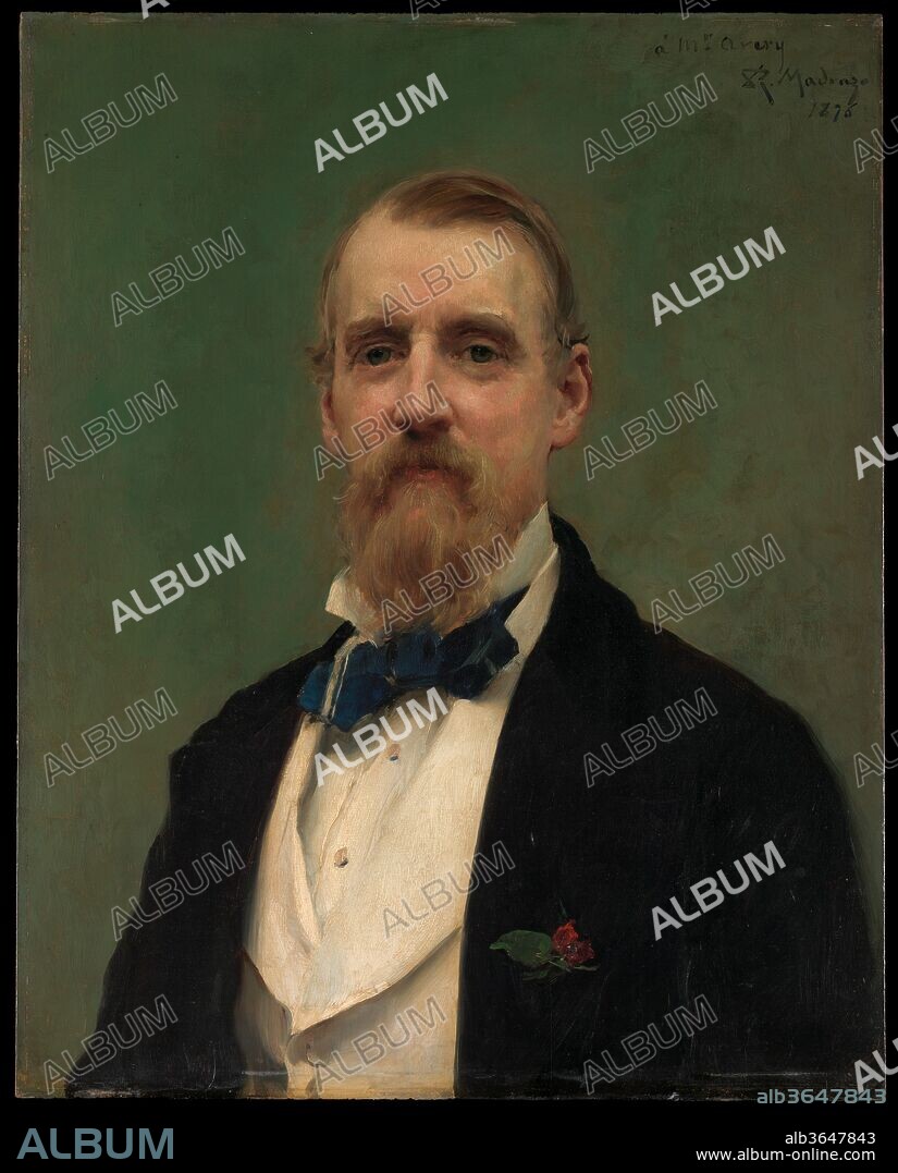 Samuel P. Avery (1822-1904). Artist: Raimundo de Madrazo y Garreta (Spanish, Rome 1841-1920 Versailles). Dimensions: 24 x 19 1/4 in. (61 x 48.9 cm). Date: 1876.
Samuel P. Avery was one of the most successful of the many art dealers active in New York in the late nineteenth century. Sponsored by W. T. Walters, founder of the Walters Art Gallery in Baltimore, Avery travelled throughout Europe buying contemporary academic paintings for his customers. He also assembled an outstanding collection of prints, which he presented to the New York Public Library, and an excellent collection of books on architecture that forms the nucleus of the Avery Library at Columbia University.
Madrazo was a fashionable portrait painter who was promoted by Avery and whose work was much in demand in New York. He also painted modish upper-class genre scenes such as <i>Girls at a Window</i> (85.15.131) and <i>Masquerade Ball at the Ritz Hotel</i>, Paris, 1909 (37.20.3).