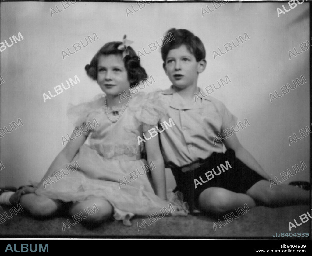 T.R.H. Prince Edward George Nicolas Patrick (Duke of Kent) And Princess Alexandra Helen Elizabeth Olga Christabel - Children of the late H.R.H. The Duke of Kent and of H.R.H. The Duchess of Kent. Prince Edward was born Oct. 9, 1935 and Princess Alexandra on Dec. 25, 1936. June 02, 1943. (Photo by Lenare, Harris's Pictures Agency).