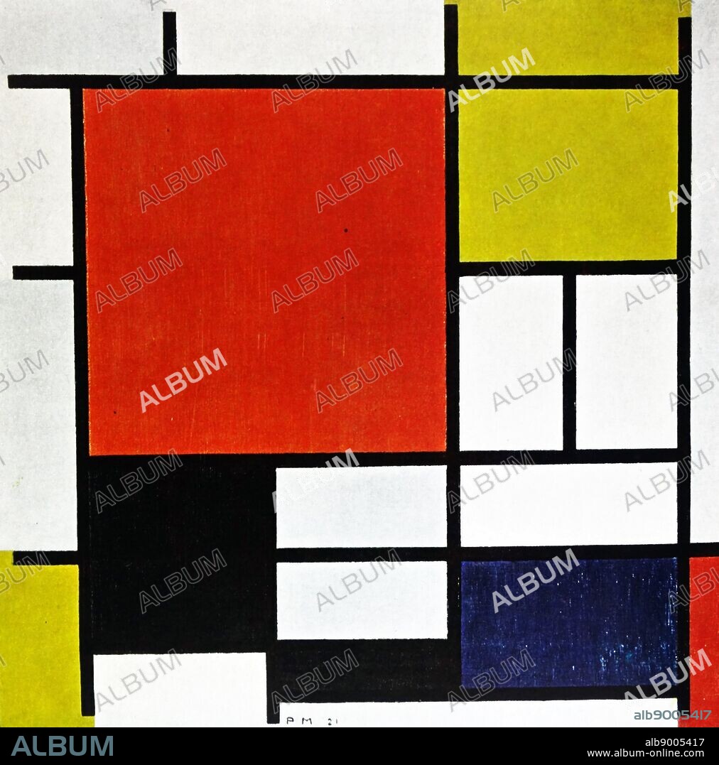 Painting by the famous Dutch artist Piet Mondrian (7th March 1872 - 1st February 1944), work titled 'Composition with red, black, blue and yellow'. Painted in 1921.