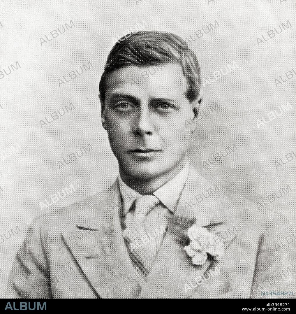 The Prince of Wales in 1935. Edward VIII, Edward Albert Christian George Andrew Patrick David; later The Duke of Windsor, 1894 to 1972. King of the United Kingdom and the Dominions of the British Commonwealth, and Emperor of India, from 20 January 1936 until his abdication 11 December 1936. From The Queen, The Lady's Newspaper, published 1935.