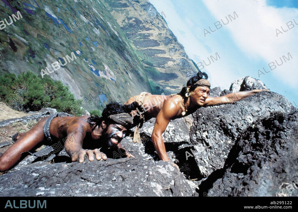 JASON SCOTT LEE in RAPA NUI, 1994, directed by KEVIN REYNOLDS. Copyright GLASS, BEN.