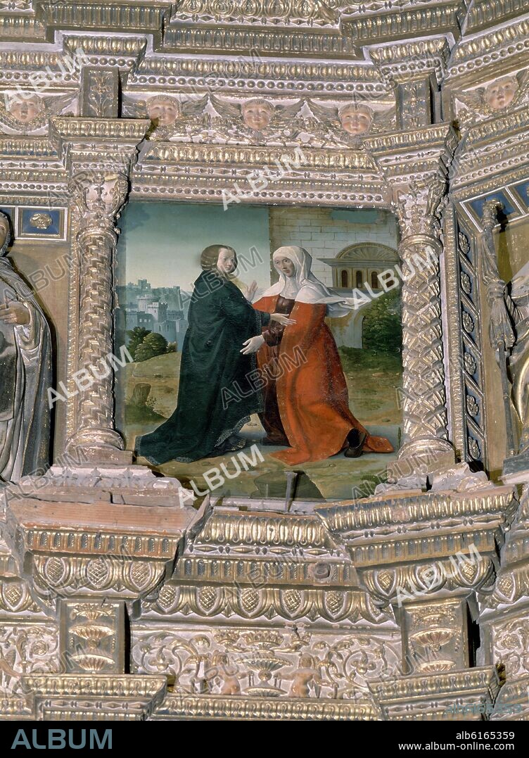 JUAN DE FLANDES. LA VISITACION - PINTURA DEL RETABLO MAYOR DE LA CATEDRAL DE PALENCIA - SIGLO XVI - RENACIMIENTO ESPAÑOL.