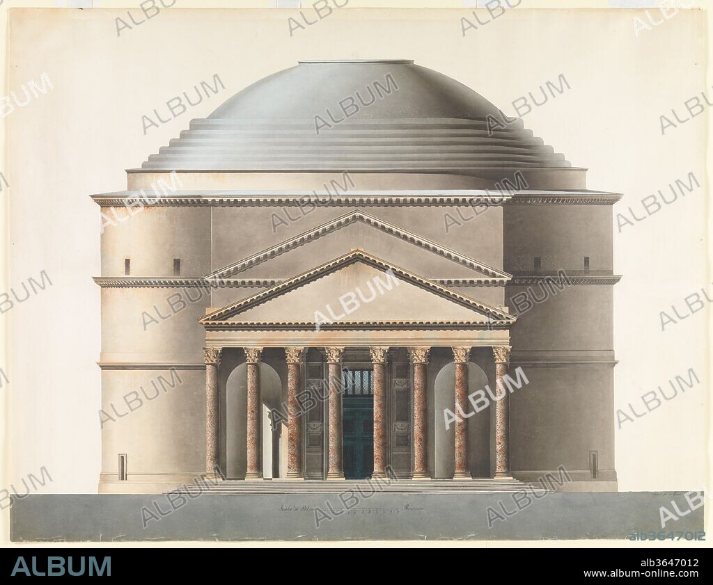 Architectural Project based on the Pantheon. Artist: Ahlsned (Scandinavian, active ca. 1847). Dimensions: sheet: 30 1/4 x 40 in. (76.8 x 101.6 cm). Date: ca. 1847.