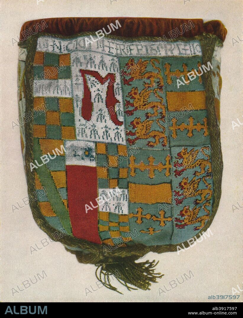 'The Calthorpe Purse', c1900, (1936). A heraldic purse made around 1540 to commemorate the second marriage of Sir Henry Parker to Elizabeth Calthorpe, daughter of Sir Philip Calthorpe. Housed at the Victoria & Albert Museum, London. From The Connoisseur, Vol. 97, edited by H. Granville Fell. [International Studio, London, 1936].