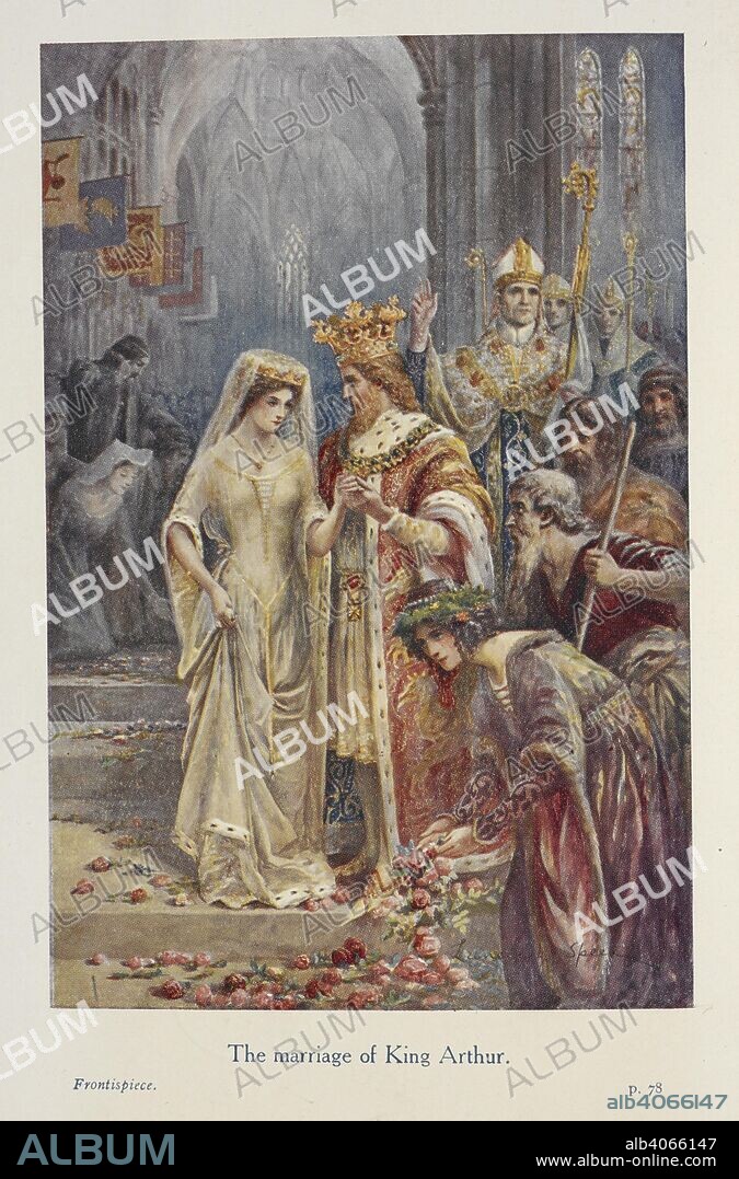 LANCELOT SPEED and SIR JAMES THOMAS KNOWLES. 'The marriage of King Arthur.'. The Legends of King Arthur and his Knights / Compiled and arranged by Sir James Knowles ... Illustrated by Lancelot Speed. London ; New York : F. Warne & Co., 1912. Source: 12403.ee.8 frontispiece.
