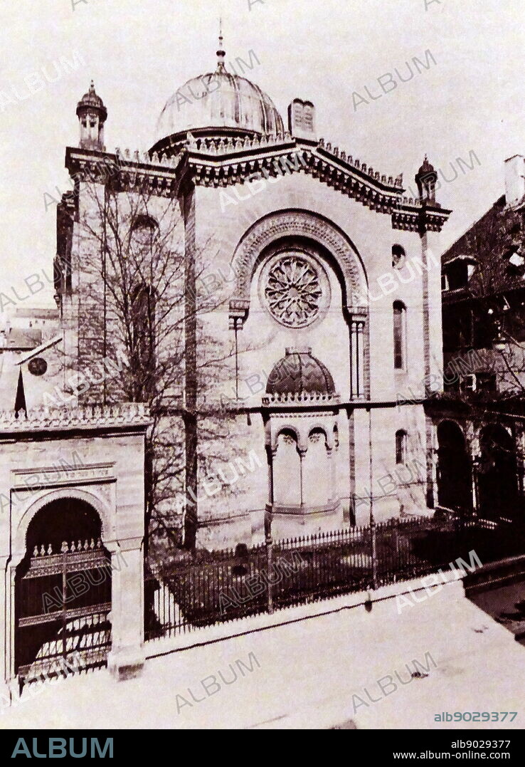 The synagogue of Stuttgart, Germany, was destroyed during Kristallnacht in 1938. The Hospitalstrasse synagogue was burned down and Torah scrolls and ritual objects were destroyed, Jewish homes and businesses were severely damaged, and 800 men were arrested and abused by the mob before being sent to the Welzheim and Dachau camps. The Orthodox teacher, his wife and their two children committed suicide a day after the pogrom. Jewish prisoners were later forced to clear the synagogue ruins.