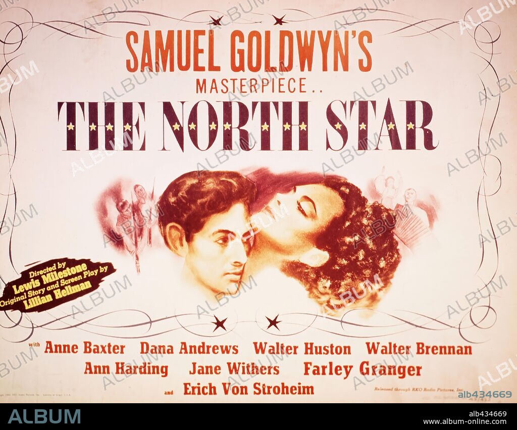Poster de ESTRELLA DEL NORTE, 1943 (THE NORTH STAR), dirigida por LEWIS MILESTONE. Copyright SAMUEL GOLDWYN COMPANY.