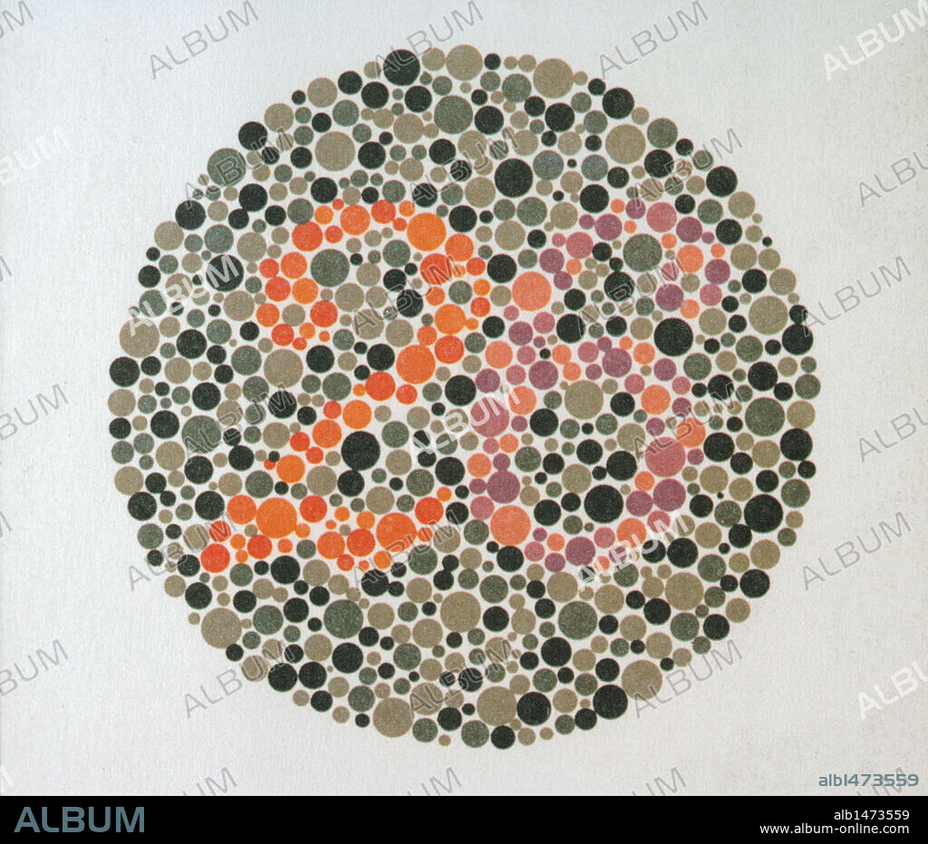 Ishihara test. Color perception test for red-green color deficiencies (color Blindness). Ishihara Plate No. 6 (26).
