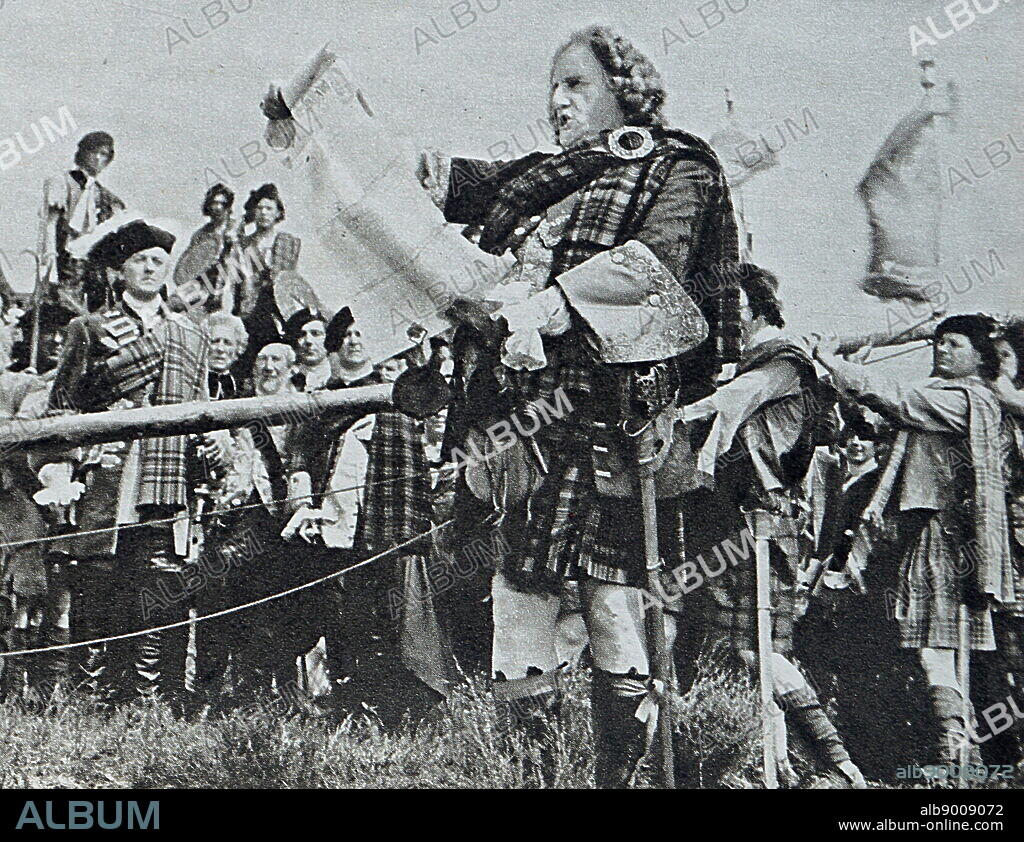 Film still from 'Bonnie Prince Charlie' starring David Niven, Margaret Leighton, Jack Hawkins, Finlay Currie, and Morland Graham.
