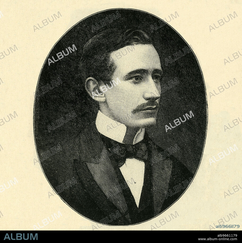 'Signor Marconi', c1900. Guglielmo Giovanni Maria Marconi, Italian inventor and electrical engineer, known for his creation of a practical radio wave-based wireless telegraph system. Engraving after a photograph. From "Cassell's History of England, Vol. IX". [Cassell and Company, Limited, London, Paris, New York & Melbourne].