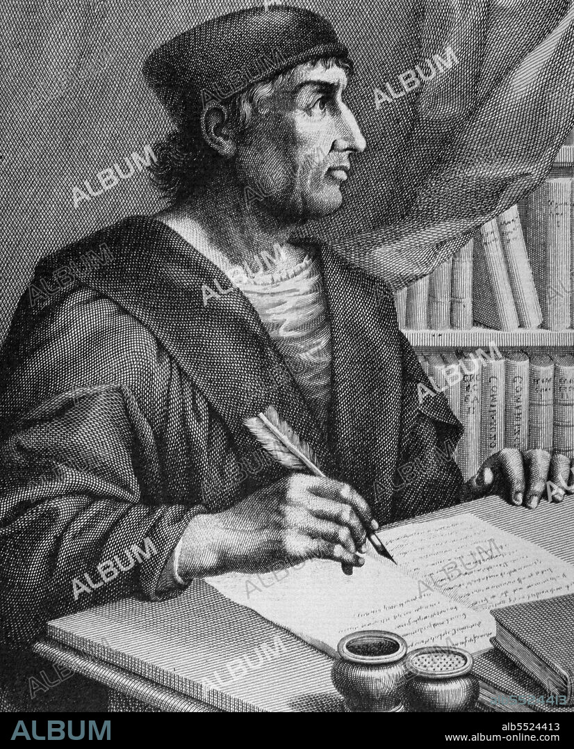 NEBRIJA , ANTONIO DE. ANTONIO MARTINEZ DE CALA. GRAMATICO Y HUMANISTA ESPAÑOL . LEBRIJA 1441 - 1522. GRABADO RETRATO DE " VARONES ILUSTRES ". BIBLIOTECA NACIONAL . MADRID.
