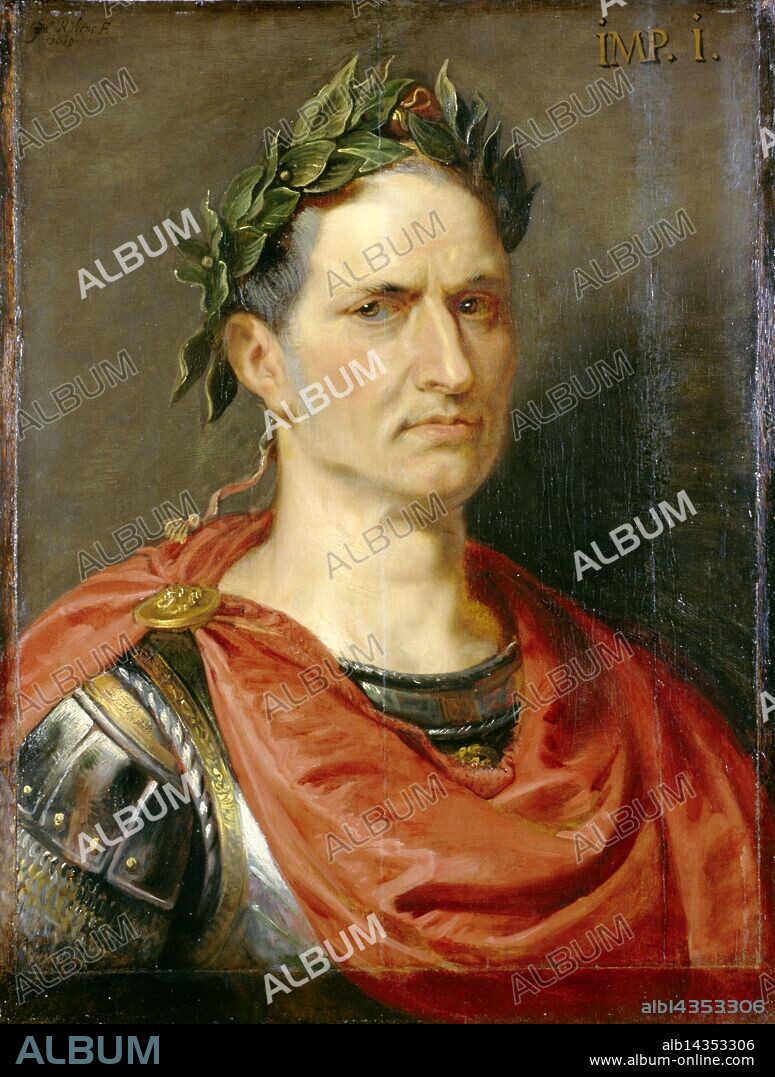 Peter Paul Rubens, 1616-1625/ Cayo Julio César, (100 a. C.-44 a. C.), general y dictador romano, retrato pintado al óleo sobre madera. Sin marco: Alto: 68,20 cm Ancho: 52,00 cm.