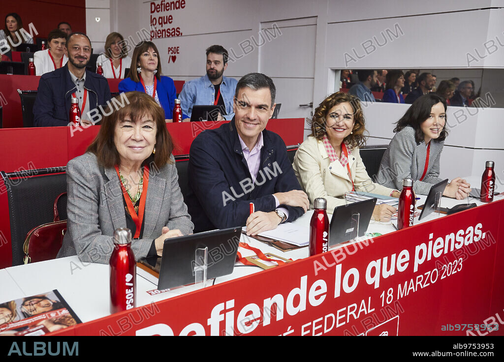 Madrid, 03/18/2023. C/ Ferraz. Psoe headquarters. Meeting of the federal committee of the Psoe, with Pedro Sánchez, Ministers and Territorial Barons. Photo: Guillermo Navarro. Archdc.