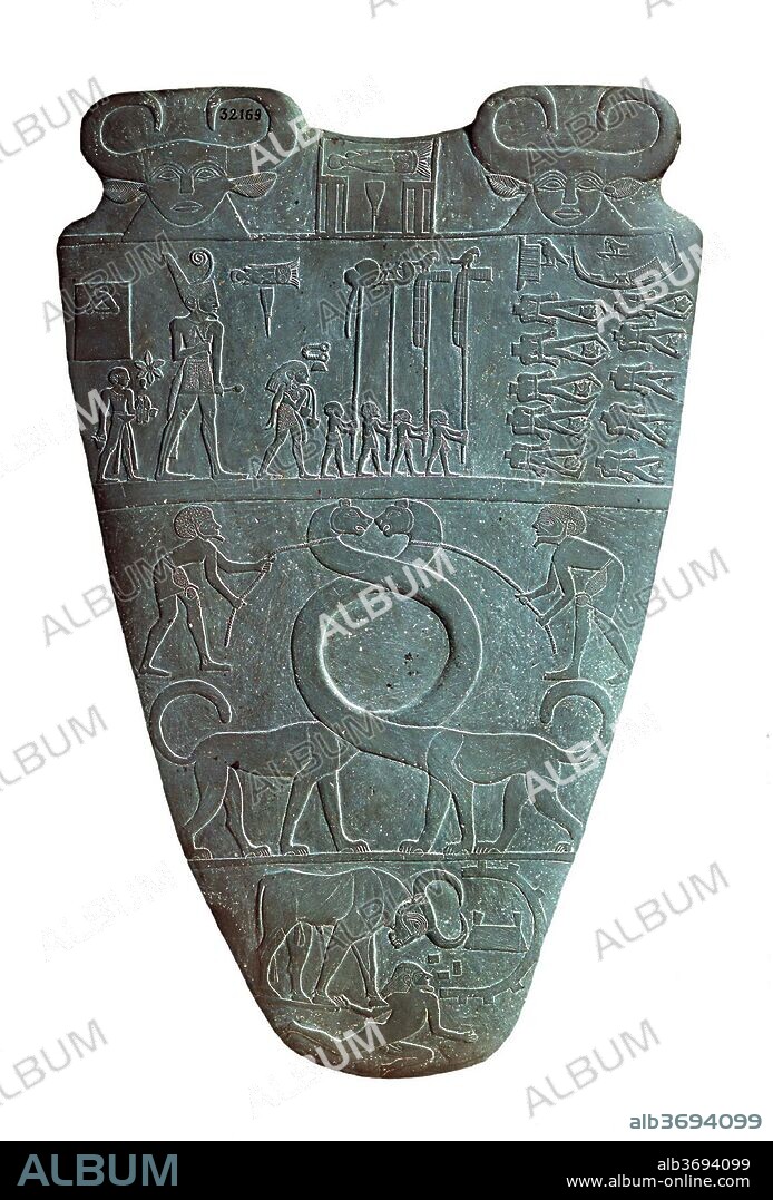 ANCIENT EGYPT. The Narmer Palette (recto).