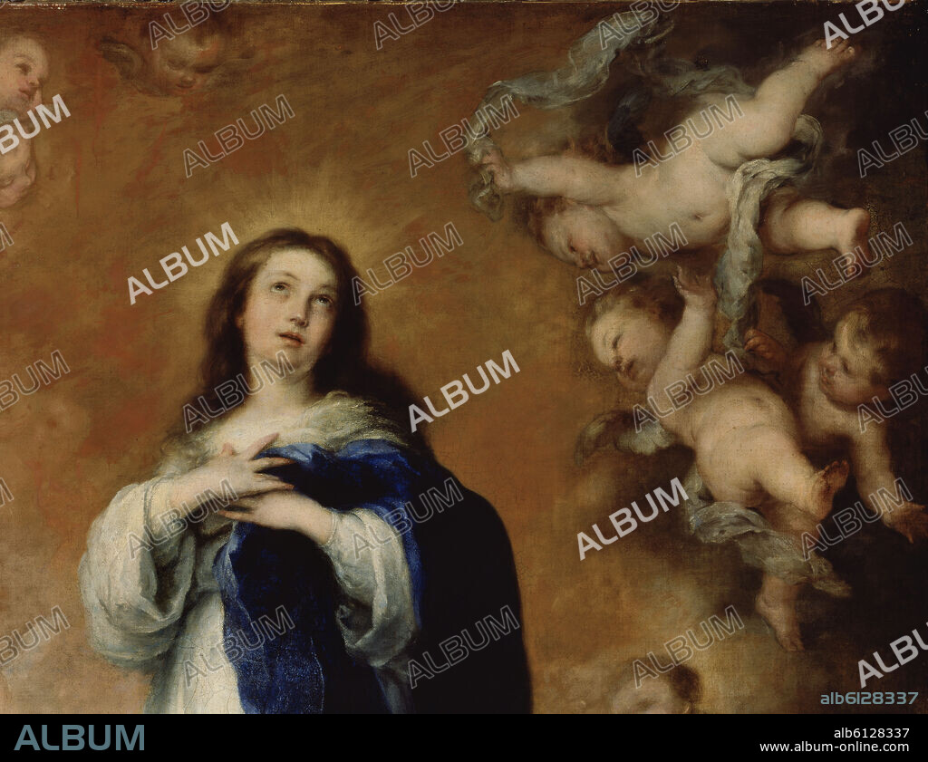 BARTOLOMÉ ESTEBAN MURILLO. INMACULADA CONCEPCION DE LOS VENERABLES O LA INMACULADA DE SOULT - DETALLE - 1678 - O/L - NP 2809 - BARROCO ESPAÑOL - CONJUNTO 2163.