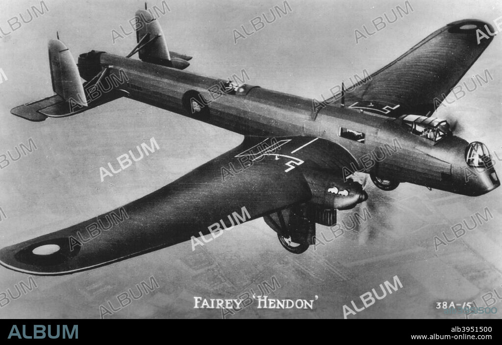 'Fairey Hendon'. British RAF bomber designed by Fairey Aviation in the 1920s.